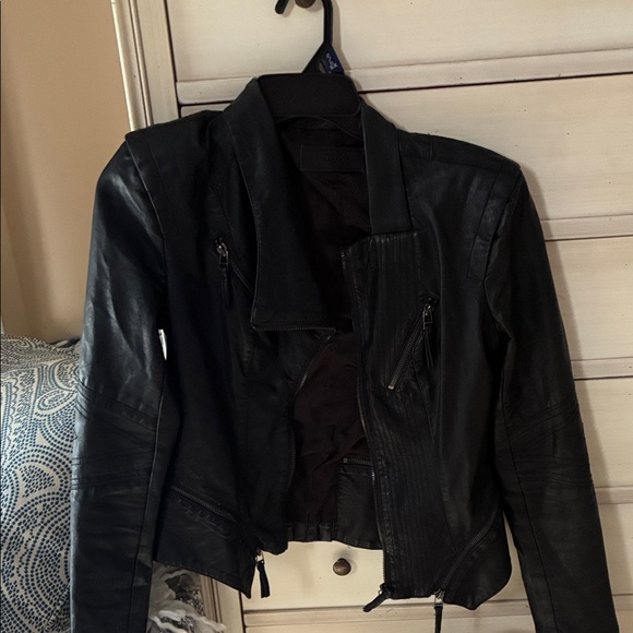 Blank NYC Jackets & Blazers - Women’s Blank NYC Black Faux Leather Moto Jacket - Sleek Asymmetric Zip